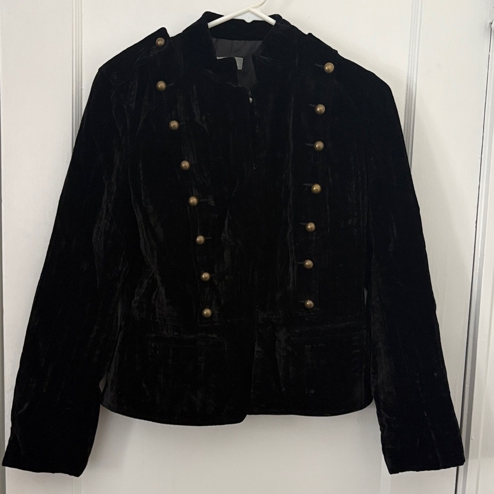 Black Velvet Military Style Jacket NAF NAF